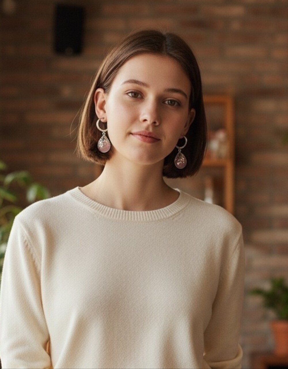 925 Sterling Silver Pink Floral Scroll Earrings